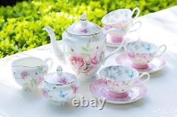 Grace Teaware Beau Rose Bone China Tea 11-piece Set