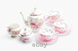 Grace Teaware Beau Rose Bone China Tea 11-piece Set