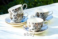 Grace Teaware Black Gold Peony Fine Porcelain 9-Piece Tea Set