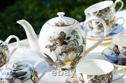 Grace Teaware Black Gold Peony Fine Porcelain Tea Set