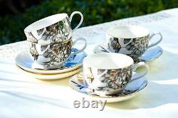 Grace Teaware Black Gold Peony Fine Porcelain Tea Set