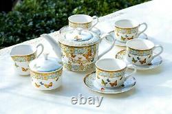 Grace Teaware Butterflies with Blue Ornament Fine Porcelain 11-piece Tea Set