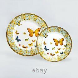 Grace Teaware Butterflies with Blue Ornament Fine Porcelain 11-piece Tea Set