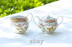 Grace Teaware Butterflies with Pink Ornament Fine Porcelain 11-Piece Tea Set