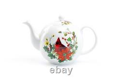 Grace Teaware Cardinal Poinsettia Bone China 9 Piece Tea Set