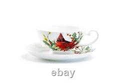 Grace Teaware Cardinal Poinsettia Bone China 9 Piece Tea Set