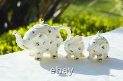 Grace Teaware Floral Elephant Fine Porcelain 11-Piece Tea Set
