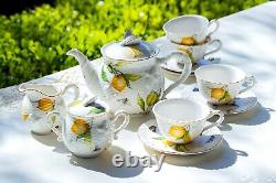 Grace Teaware Lemon Bee Fine Porcelain 11-Piece Tea Set