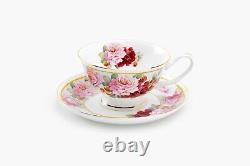 Grace Teaware Peony and Strawberry Bone China 11-Piece Tea Set