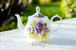 Grace Teaware Purple Pansy Bone China 11-Piece Tea Set