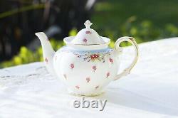 Grace Teaware Rose with Blue Accent Fine Porcelain 11-Piece Tea Set