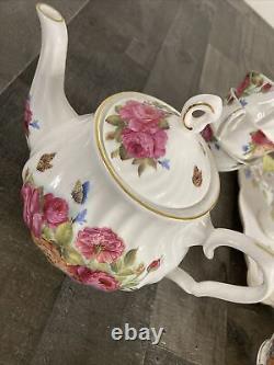 Grace's Bone China Coastline Imports SANDRA'S ROSE Teapot Sugar Creamer Cup 16pi
