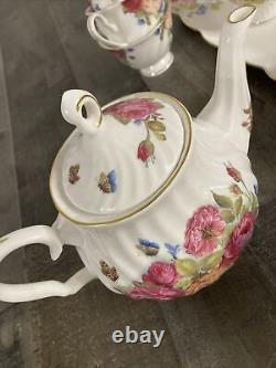 Grace's Bone China Coastline Imports SANDRA'S ROSE Teapot Sugar Creamer Cup 16pi