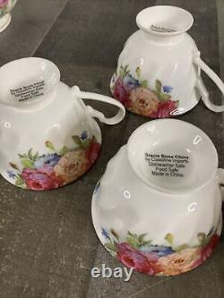 Grace's Bone China Coastline Imports SANDRA'S ROSE Teapot Sugar Creamer Cup 16pi