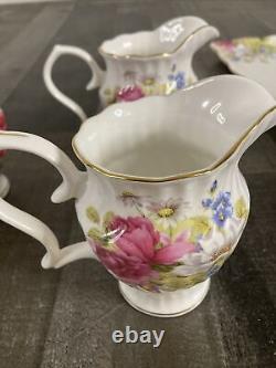 Grace's Bone China Coastline Imports SANDRA'S ROSE Teapot Sugar Creamer Cup 16pi