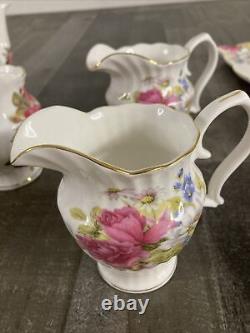 Grace's Bone China Coastline Imports SANDRA'S ROSE Teapot Sugar Creamer Cup 16pi