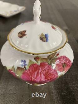 Grace's Bone China Coastline Imports SANDRA'S ROSE Teapot Sugar Creamer Cup 16pi