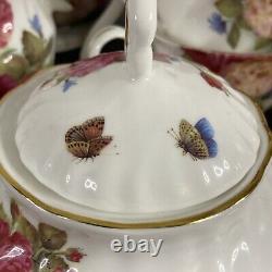 Grace's Bone China Coastline Imports SANDRA'S ROSE Teapot Sugar Creamer Cup 16pi