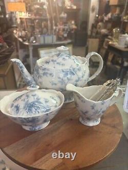 Grace's China Tea Set. Ivory And Blue Floral 19 Pc SET