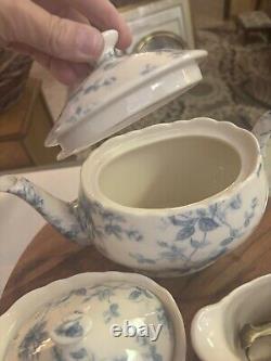 Grace's China Tea Set. Ivory And Blue Floral 19 Pc SET