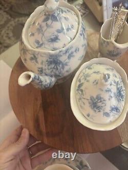 Grace's China Tea Set. Ivory And Blue Floral 19 Pc SET