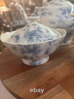 Grace's China Tea Set. Ivory And Blue Floral 19 Pc SET