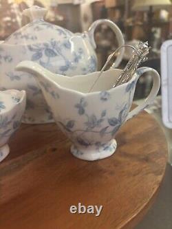 Grace's China Tea Set. Ivory And Blue Floral 19 Pc SET