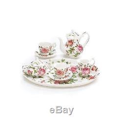 Gracie China Rose Chintz 8-Ounce Porcelain Tea Cup and Saucer Set of 4 Gift
