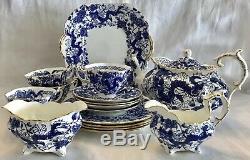 HAMMERSLEY Bone China PEKIN BLUE DRAGON 17 Piece LUNCHEON SET Teapot Salads Cups
