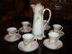Hand Painted Unmarked Limoges Or Bavaria Chocolate Coffee Tea Set Pot & 6 Cups