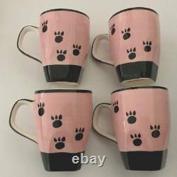 HUES N BREWS Cattitude Pink Siamese Black Cats Teapot + Coffee Cup 5 Piece Set