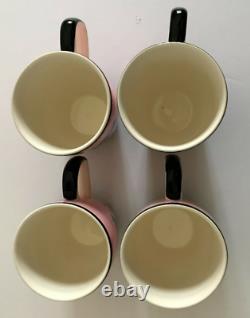 HUES N BREWS Cattitude Pink Siamese Black Cats Teapot + Coffee Cup 5 Piece Set