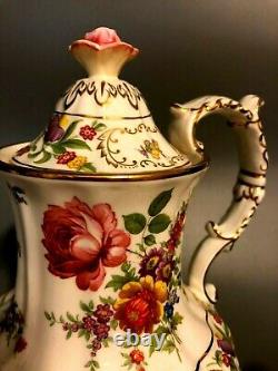 Hammersley Dresden Sprays Bone China Teapot with Creamer and Lidded Sugar bowl