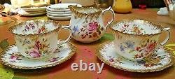 Hammersley Gilded Dresden Sprays Tea For Two Set -Teapot 2 Cups & Saucers Jug