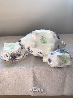 Hammersley victorian violets Teapot Creamer Sugar Bowl Set Made In England