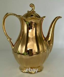 Hand Paint 24kt Gold Porcelain Coffee Pot Bavaria Germany BEAUTIFUL RARE & CLEAN