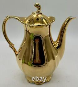 Hand Paint 24kt Gold Porcelain Coffee Pot Bavaria Germany BEAUTIFUL RARE & CLEAN