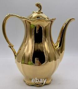 Hand Paint 24kt Gold Porcelain Coffee Pot Bavaria Germany BEAUTIFUL RARE & CLEAN