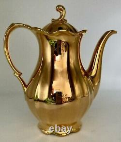 Hand Paint 24kt Gold Porcelain Coffee Pot Bavaria Germany BEAUTIFUL RARE & CLEAN