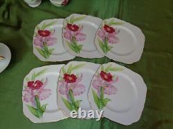 Hand Painted Japan Tea Coffee Set, Pot, Sugar, Creamer, 6 Cups, 6 Plates, Orchid