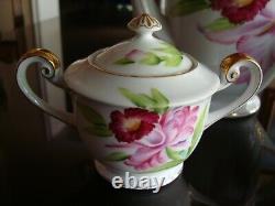 Hand Painted Japan Tea Coffee Set, Pot, Sugar, Creamer, 6 Cups, 6 Plates, Orchid