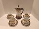 Hand Painted Nippon Chocolate Pot, 4 Cups And Saucers Navy Blue And Gold