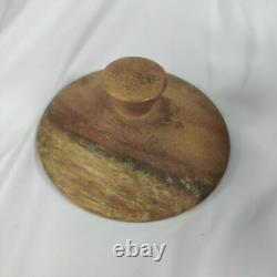 Handcrafted Wood Carved 10 pc Teapot Set With Turntable Stand & Cups Vtg