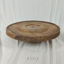 Handcrafted Wood Carved 10 pc Teapot Set With Turntable Stand & Cups Vtg