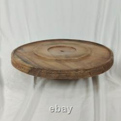 Handcrafted Wood Carved 10 pc Teapot Set With Turntable Stand & Cups Vtg