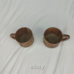 Handcrafted Wood Carved 10 pc Teapot Set With Turntable Stand & Cups Vtg