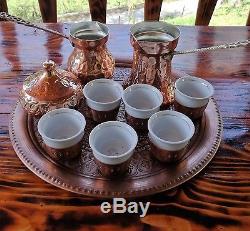 Handmade Authentic Copper Bosnian coffee set for 6 people