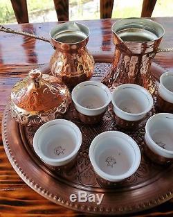 Handmade Authentic Copper Bosnian coffee set for 6 people