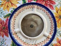 Handmade Boleslawiec Polish Pottery Teapot Warmer 2 Coffee Cups Blue Bee Design