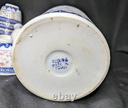 Handmade Chinese Tea Set Red Rice Eye Design Gold Trim (Pot, Cups, Bowls)